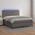 vidaXL Boxspring posteľ s matracom a LED sivá 160x200 cm umelá koža