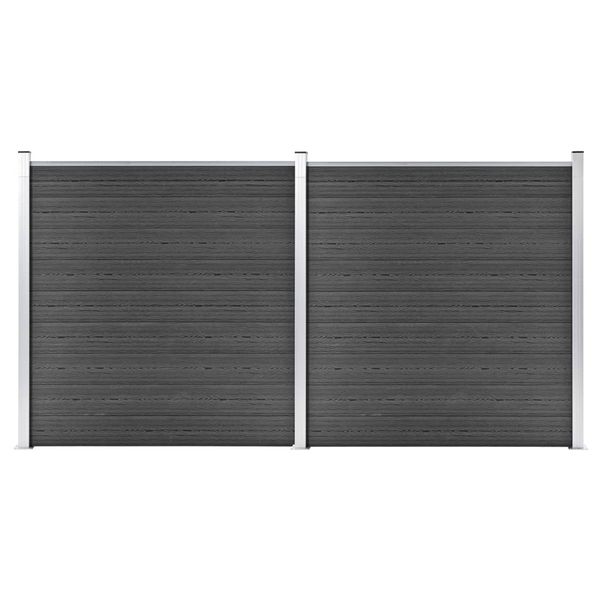 vidaXL Sada plotových panelov WPC 353x186 cm čierna