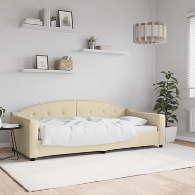vidaXL Posteľný rám krémový 90x200 cm látka