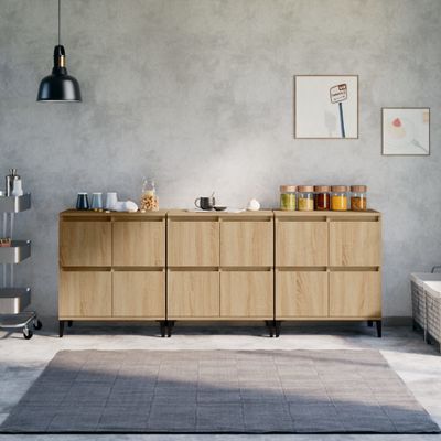 vidaXL Komody 3 ks dub sonoma 60x35x70 cm kompozitné drevo