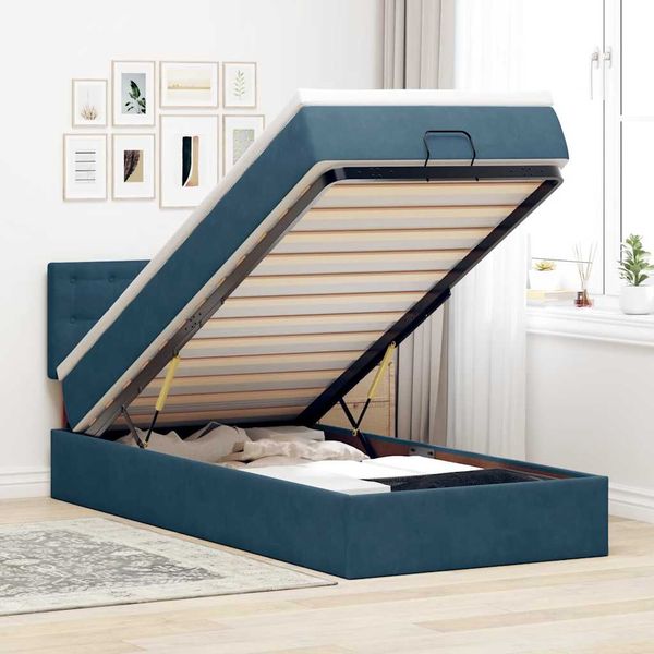 vidaXL Osmanský rám postele s matracom tmavomodrá 80x200 cm zamat