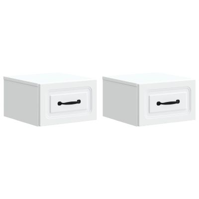 vidaXL Nástenná nočná skrinka Nástenný 2 pcs Biela 34,5 x 33 x 20 cm