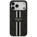 Puzdro Guess 4G s potlačou pruhov MagSafe pre iPhone 17 Pro Max čierne