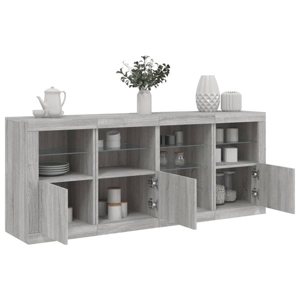 vidaXL Komoda s LED svetlami sivá sonoma 164x37x67 cm