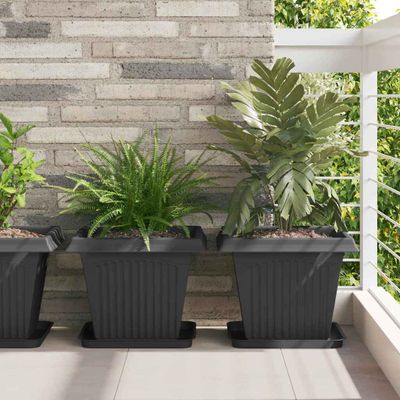 vidaXL Kvetináče 24 pcs Čierna 38 x 38 x 30 cm Plast