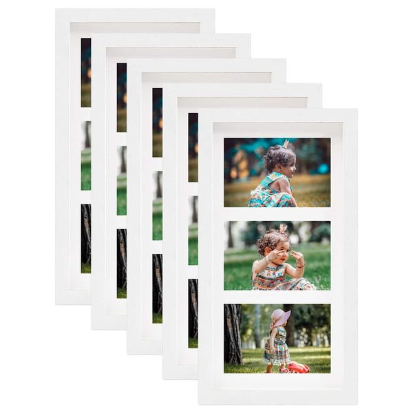 vidaXL 3D fotorámiky 5 ks biele 18x35 cm na 3 obrázky (10x15 cm)