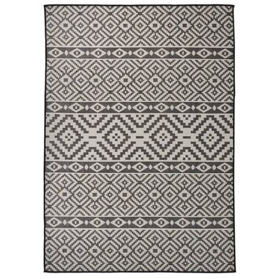 vidaXL Vonkajší koberec s plochým tkaním 120x170 cm čierny pruhovaný