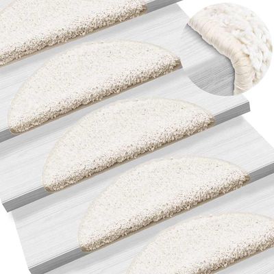 vidaXL Schodové rohože 5 ks 56x17x3 cm biele polkruhové