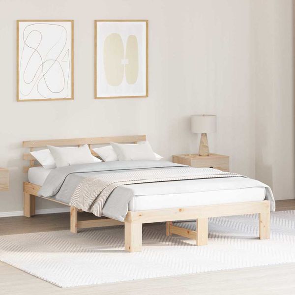 vidaXL Rám postele Prírodná 120 x 190 cm Masívne borovicové drevo
