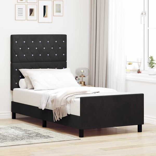 vidaXL Posteľ s pružinovým rámom Čierna 100 x 200 cm Zamat