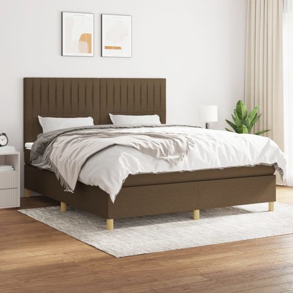 vidaXL Boxspring posteľ s matracom tmavohnedá 160x200 cm látka