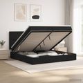 vidaXL Ottoman posteľ s matracom a LED Čierna 200 x 200 cm Látka