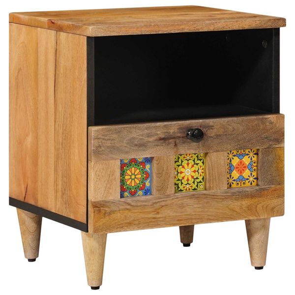 vidaXL Nočný stolík Prírodná 40 x 33 x 46 cm Masívne mango drevo
