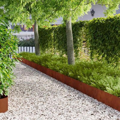 vidaXL Obrubník trávnika 20 ks 100 x 25 cm Oceľ Hrdzavý