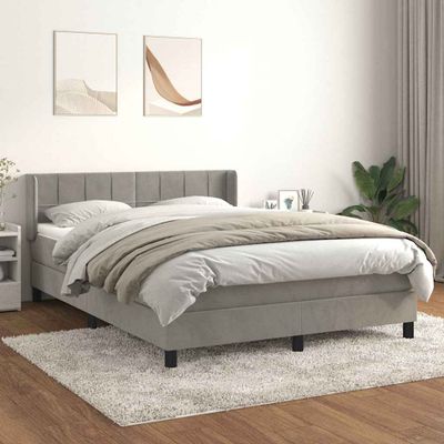 vidaXL Posteľný rám boxsping s matracom bledosivý 140x200 cm zamat