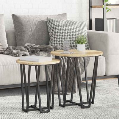 vidaXL Sada príručných stolíkov 2 pcs Sonoma dub a čierna