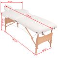 vidaXL Skladací masážny stôl, 2 zóny+stolička, 10 cm hrubá, biela