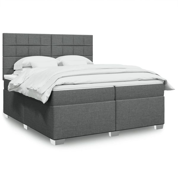 vidaXL Boxspring posteľ s matracom tmavosivá 200x200 cm látka