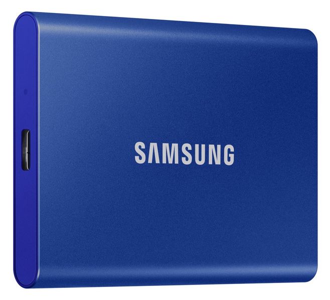 Samsung T7/1TB/SSD/Externý/2.5"/Modrá/3R SSD disk, externý, 1TB, USB 3.1 Gen2, UASP režim, 256bit AES šifrovanie, kontrola teploty, modrý