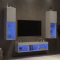 vidaXL 5-dielne TV nástenné skrinky s LED biele kompozitné drevo