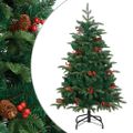 vidaXL Umelý výklopný vianočný stromček so šiškami a bobuľami 150 cm