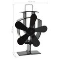 vidaXL Teplom poháňaný ventilátor na krb s 5 lopatkami čierny
