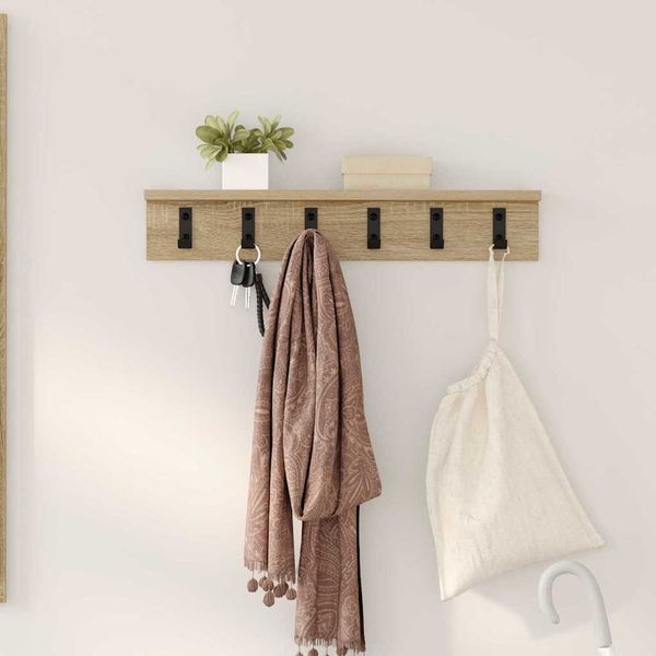 vidaXL Vešiak na stenu Sonoma dub 60 x 10,5 x 10,5 cm Kompozitné drevo