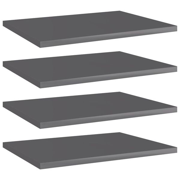vidaXL Prídavné police 4 ks, lesklé sivé 40x30x1,5 cm, drevotrieska