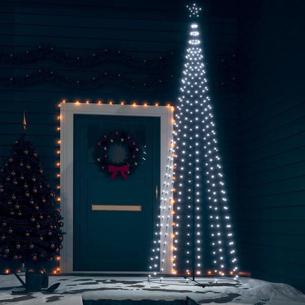 vidaXL Vianočný stromček, kužeľ 330 LED studené biele svetlo 100x300cm