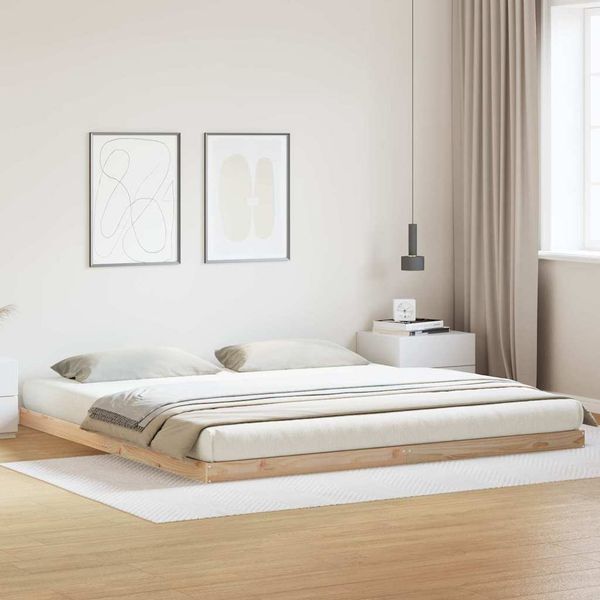 vidaXL Posteľový rám Prírodná 200 x 220 cm Masívne borovicové drevo