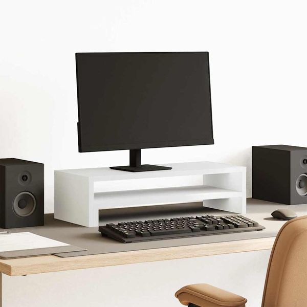 vidaXL Stojan na monitor biely 54x22x15 cm kompozitné drevo