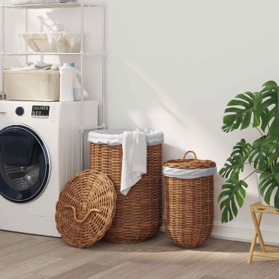 vidaXL Košík na pranie 2 pcs Hnedá Kubu ratan