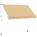 vidaXL Ručne zaťahovacia markíza, 300 cm, žlto-modré pásiky