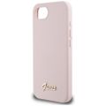 Puzdro Guess HC Silicone Script Metal Logo pre iPhone 16e Ružové