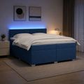 vidaXL Posteľ s boxspringom a matracom a LED Modrá 200 x 200 cm Látka