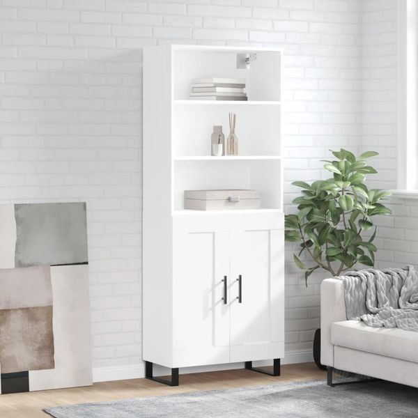 vidaXL Vysoká skrinka biela 69,5x34x180 cm spracované drevo