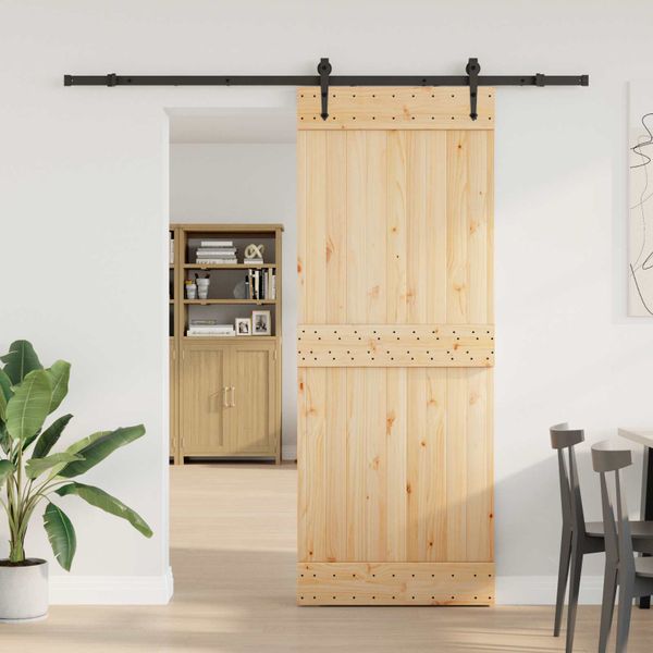 vidaXL Posuvné dvere NARVIK Prírodná a čierna 80 x 210 cm (213,5 cm)
