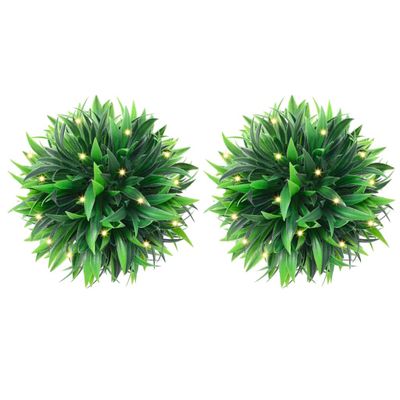 vidaXL Umelé krušpánové gule s LED svetlami 2 ks zelené 30 cm