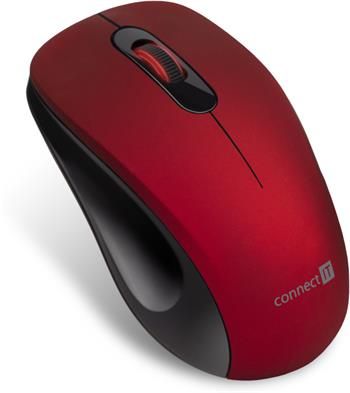 CONNECT IT "MUTE" bezdrôtová optická tichá myš, USB, (+ 1x AA batéria zadarmo), červená