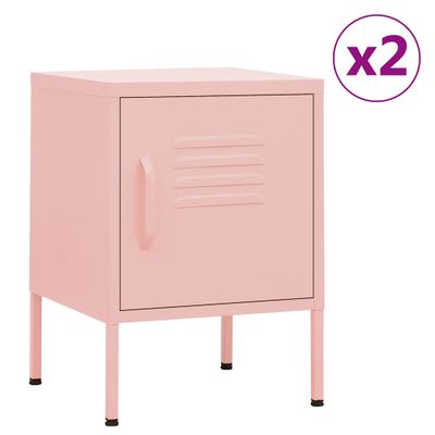 vidaXL Nočné stolíky 2 ks ružové 35x35x51 cm oceľ