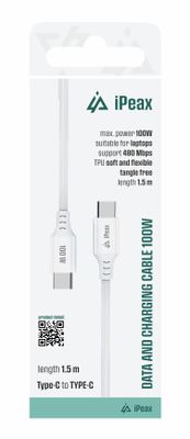 Tpu kábel usb-c / usb-c 1,5m, 5A, 100W biely