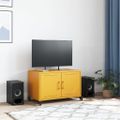 vidaXL TV skrinka horčicovožltá 68x39x43,5 cm oceľ