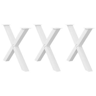 vidaXL Nohy k jedálenskému stolu v tvare X, 3 ks, biele, 90 x (72-73) cm, oceľové