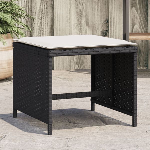 vidaXL Záhradné taburetky s podložkami 4ks čierne 40x40x35cm polyratan