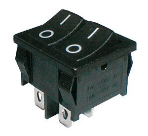 Prepínač kolískový     2x(2pol./2pin)  ON-OFF dvojitý čierny  O-I  12V