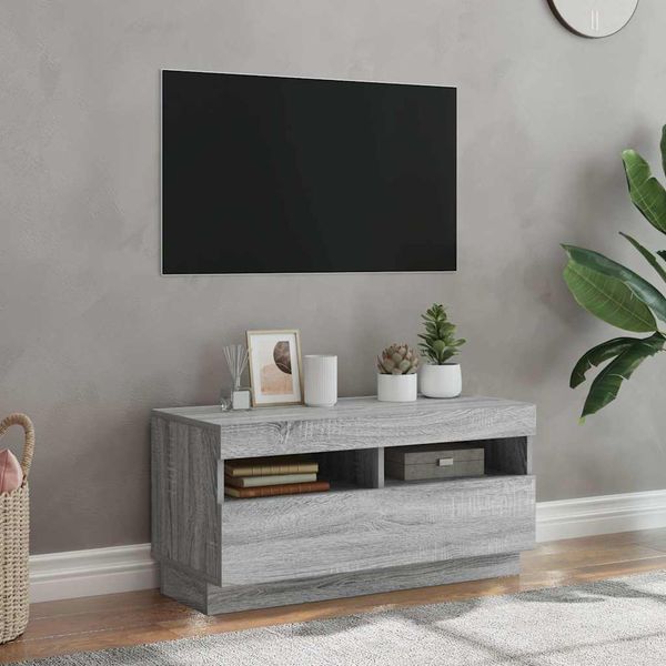 vidaXL TV skrinka s LED, sivý dub sonoma 80x35x40 cm