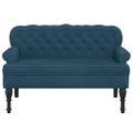 vidaXL Lavička s operadlom modrá 119,5x64,5x75 cm zamat