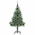vidaXL Umelý vianočný stromček, snehom obalený, s LED svetlom 120 cm