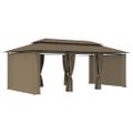 vidaXL Altánok so závesmi 600x298x270 cm, sivohnedý 180 g/m²