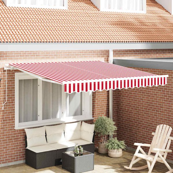 vidaXL Sklopná markíza Červená a Biela 300 x 250 cm Polyester a hliník